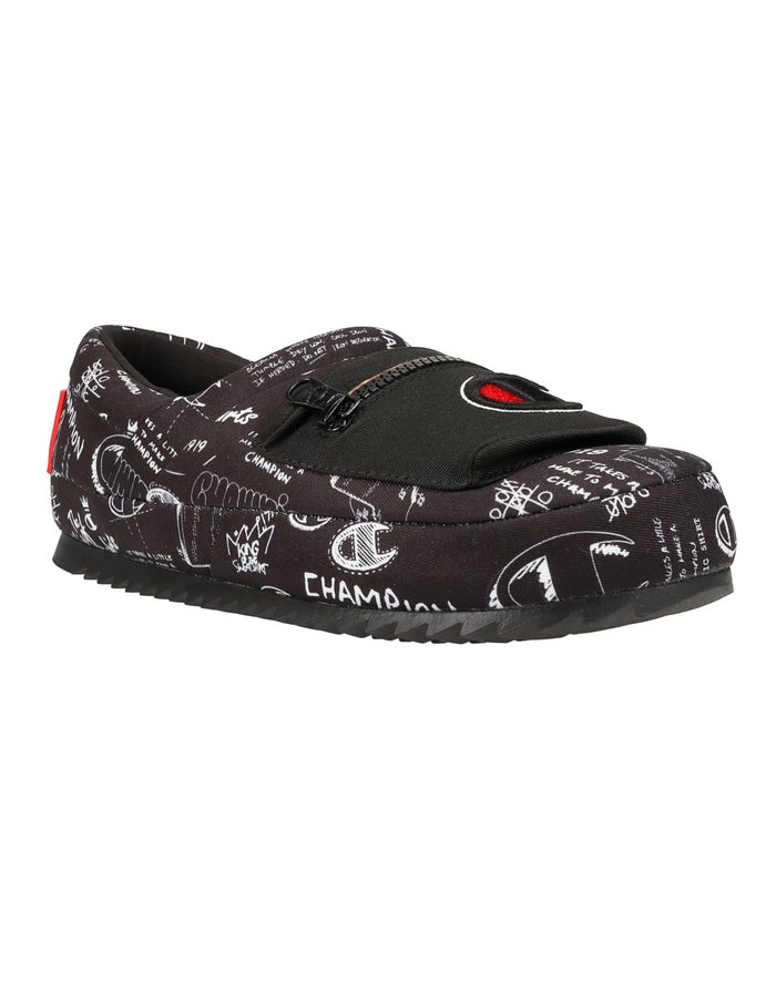 Pantuflas Champion Hombre - University Pack Doodle ( Negras/Blancas ) 3297468-SI